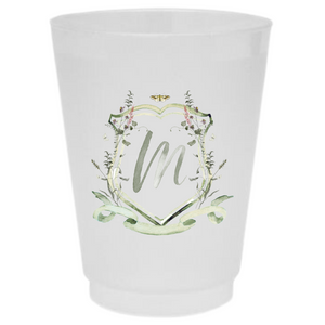 16oz Frosted Cups Wildflower Watercolor Motif in Green (customizable), $3.00