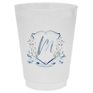 16oz Frosted Cups Wildflower Watercolor Motif in Blue (customizable), $3.00