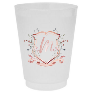 16oz Frosted Cups Wildflower Watercolor Motif in Blush (customizable), $3.00
