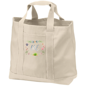 Canvas Tote Bags, Beach Watercolor Motif (customizable), $45.00