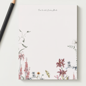 Wildflower Notepad, Add Your Name or Initials