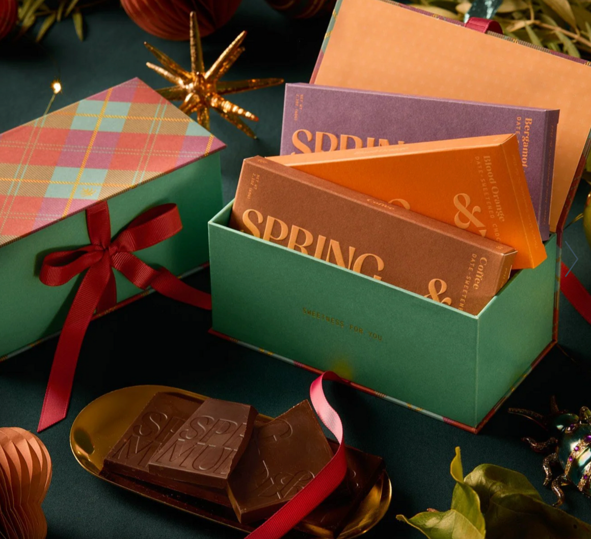 Spring & Mulberry Date-Sweetened Chocolate Holiday Gift Set (Green)